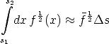  integral s2   1        1
  dx f 2(x)  ~~  f 2Ds

s1
