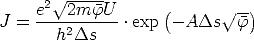        V~ -----
    e2  2mfU        (     V~  -)
J = ----2------.exp  - ADs   f
       h Ds
