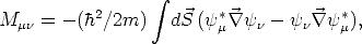                   integral 
Mmn  = - (h2/2m)    dS (y*m \~/ yn - yn\ ~/ y*m),
