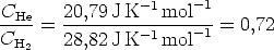                 -1    - 1
CHe-   20,79-JK----mol---
CH2  = 28,82 JK -1 mol- 1 = 0,72
